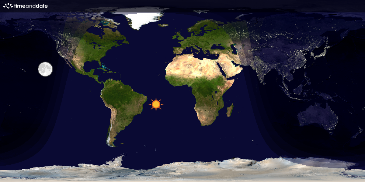 Verdenskart som viser dag og natt 