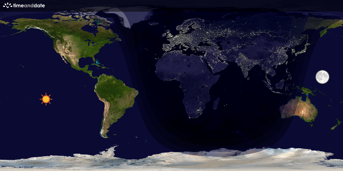 Verdenskart som viser dag og natt 