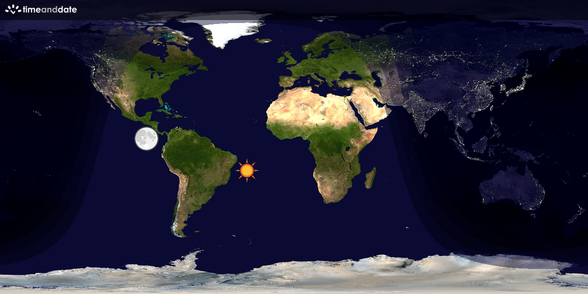 Verdenskart som viser dag og natt 