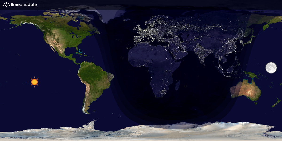 Verdenskart som viser dag og natt 