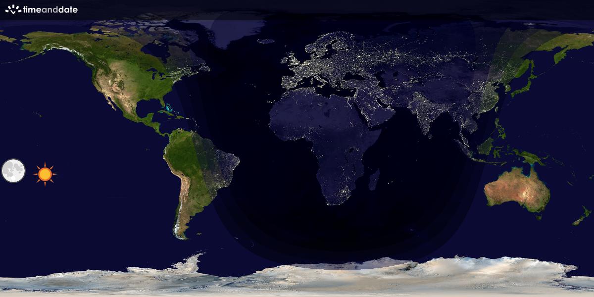 Verdenskart som viser dag og natt 