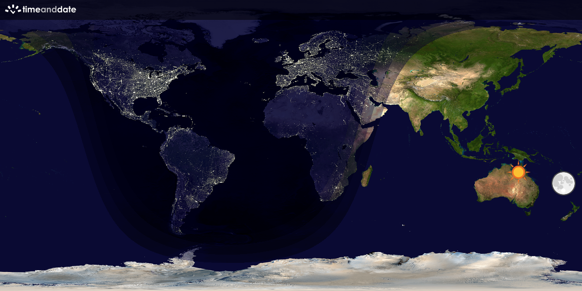 Verdenskart som viser dag og natt 