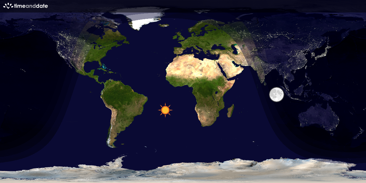 Verdenskart som viser dag og natt 