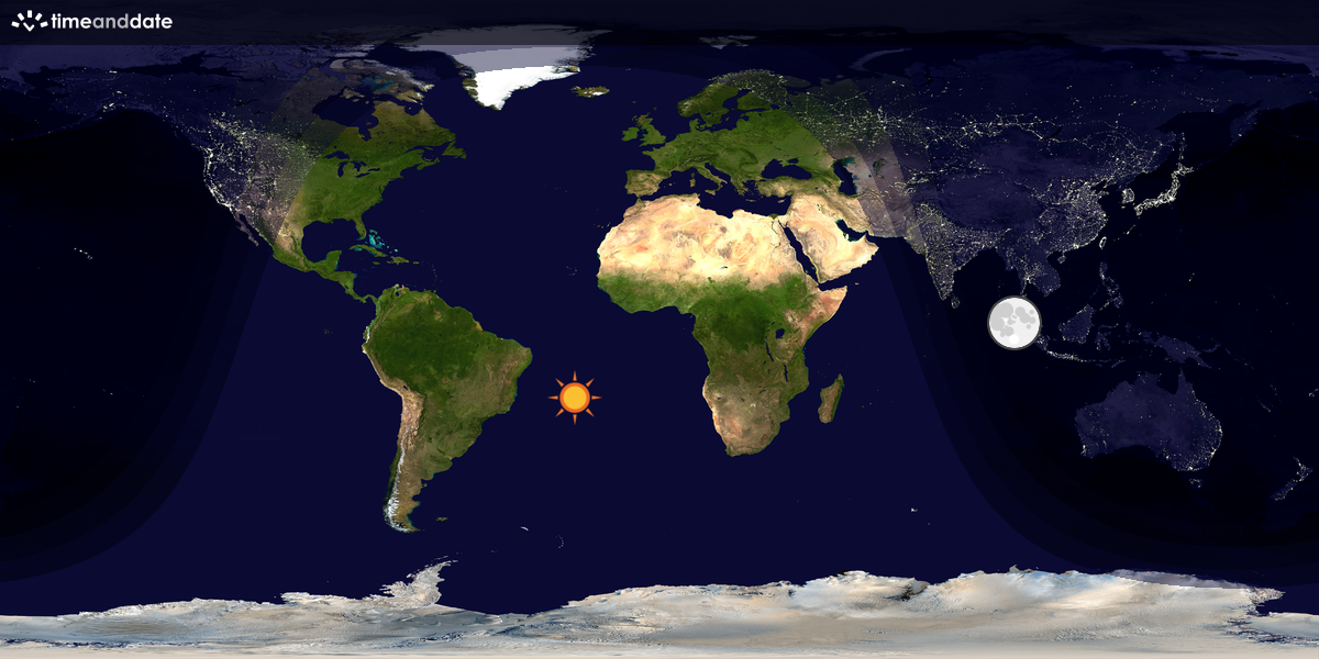 Verdenskart som viser dag og natt 