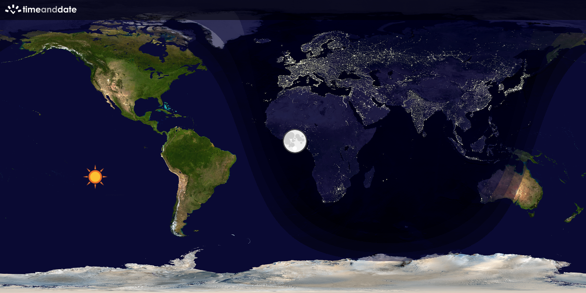 Verdenskart som viser dag og natt 
