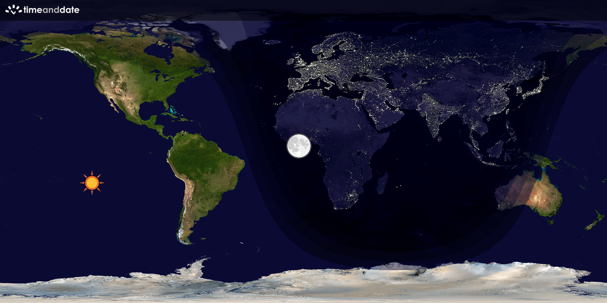Verdenskart som viser dag og natt 