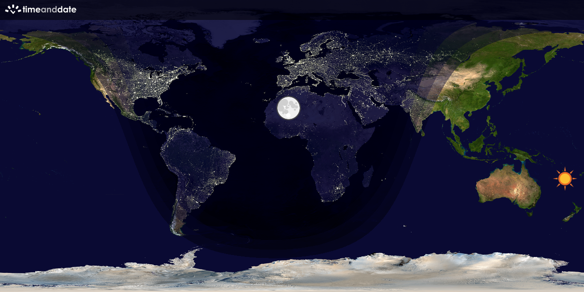 Verdenskart som viser dag og natt 
