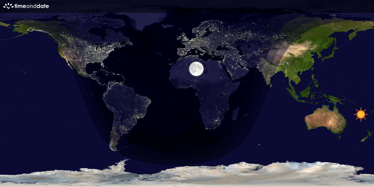 Verdenskart som viser dag og natt 