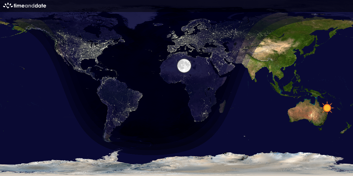 Verdenskart som viser dag og natt 