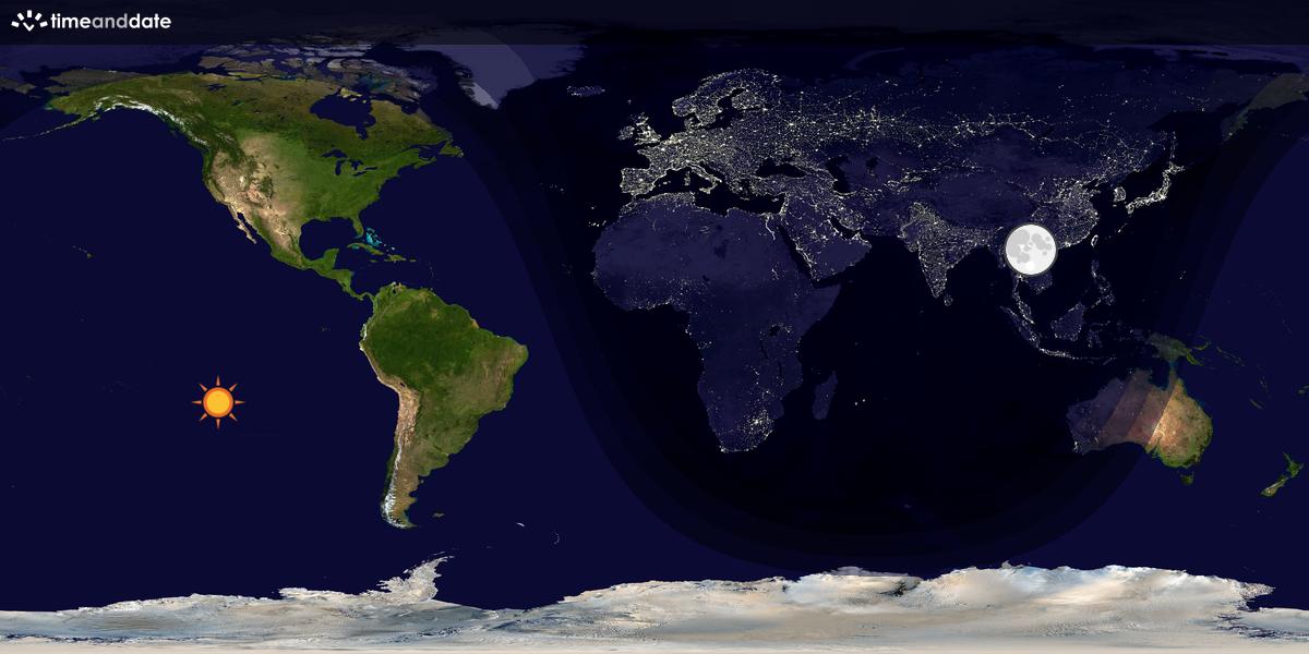 Verdenskart som viser dag og natt 