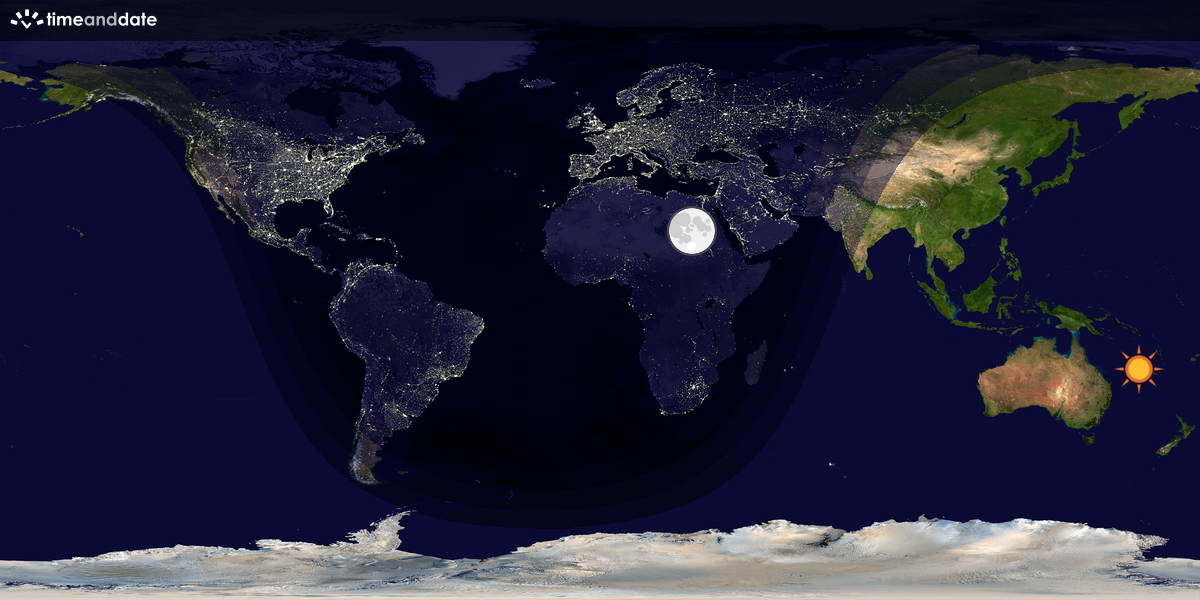 Verdenskart som viser dag og natt 