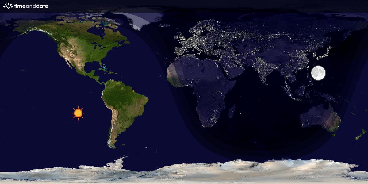 Verdenskart som viser dag og natt 