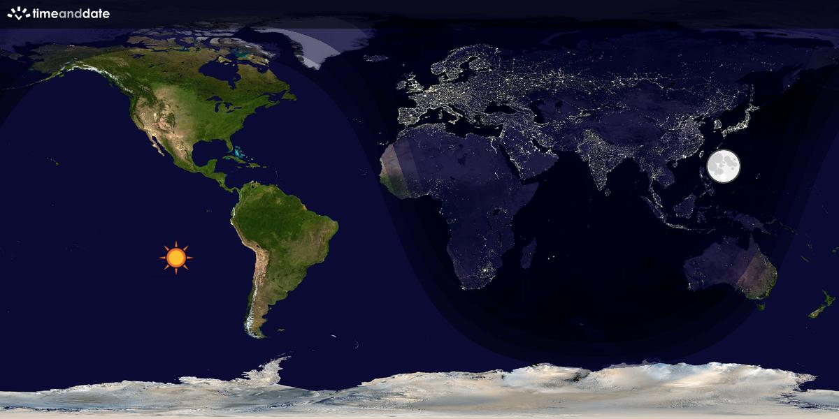 Verdenskart som viser dag og natt 