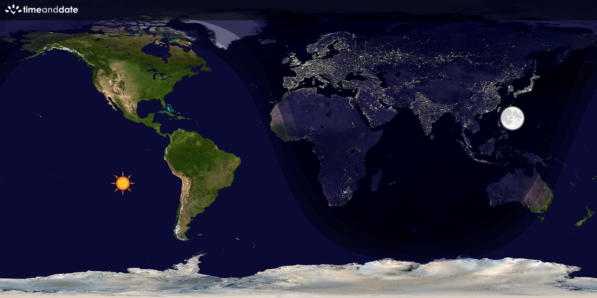 Verdenskart som viser dag og natt 