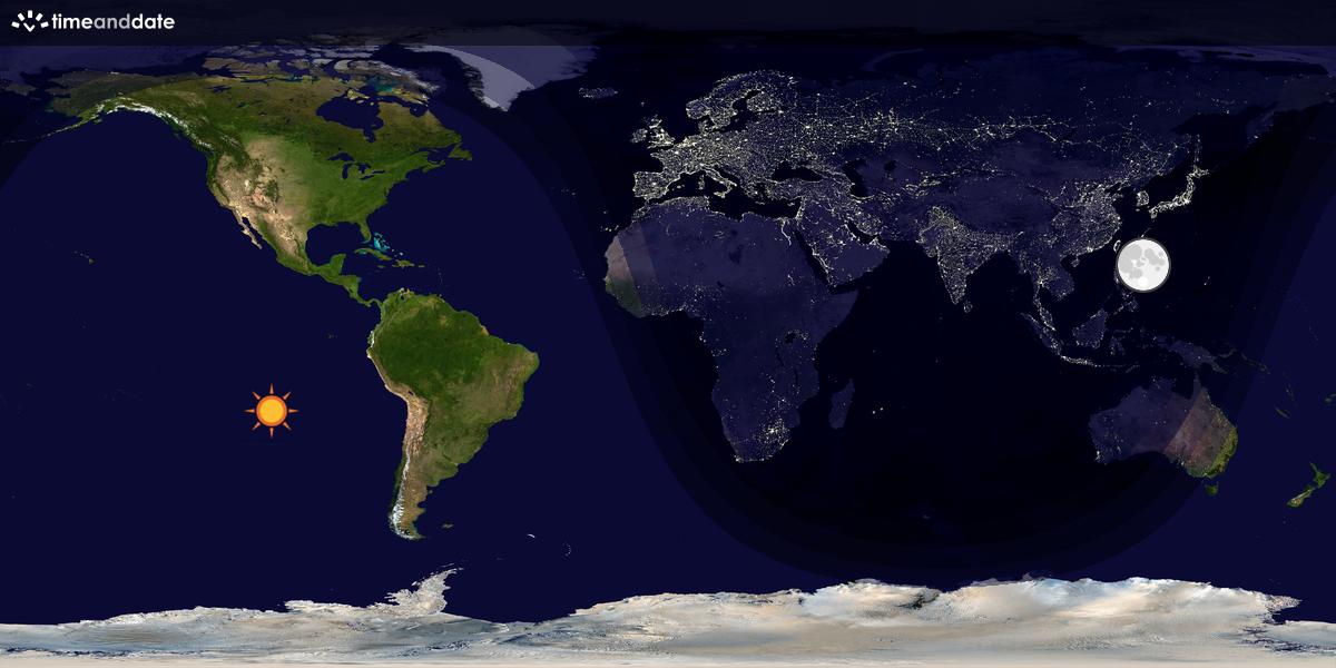 Verdenskart som viser dag og natt 