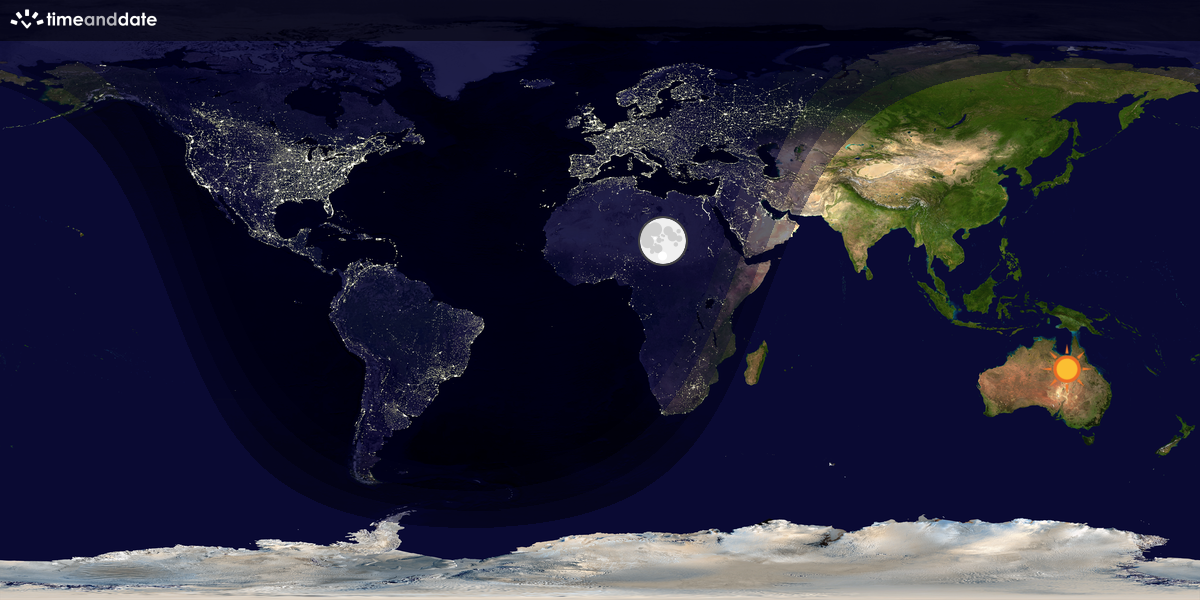 Verdenskart som viser dag og natt 