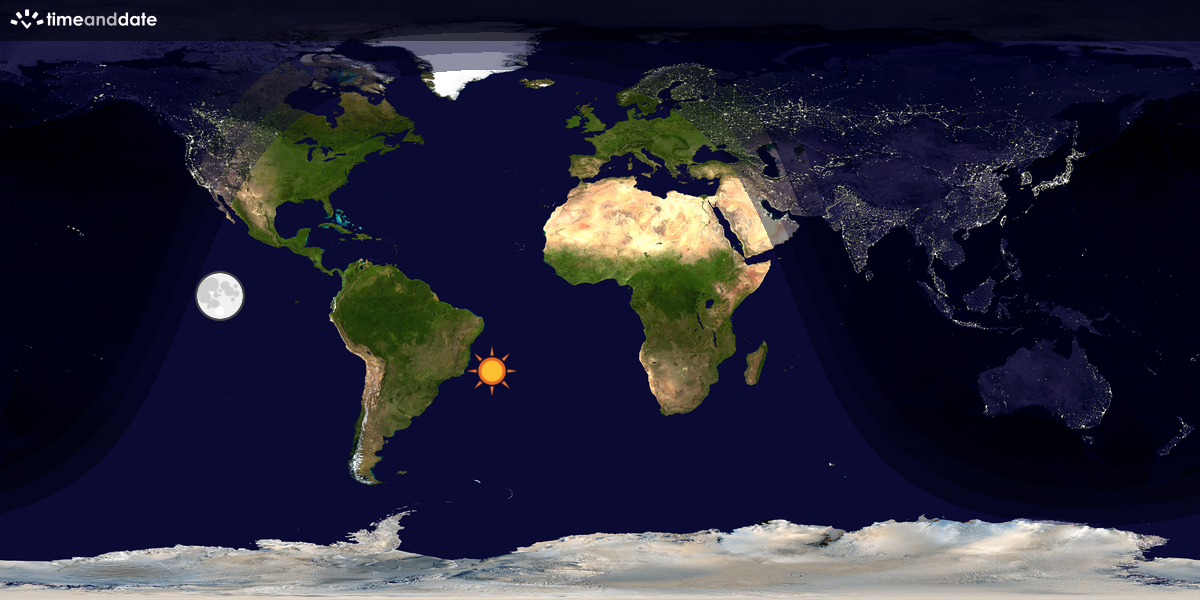 Verdenskart som viser dag og natt 