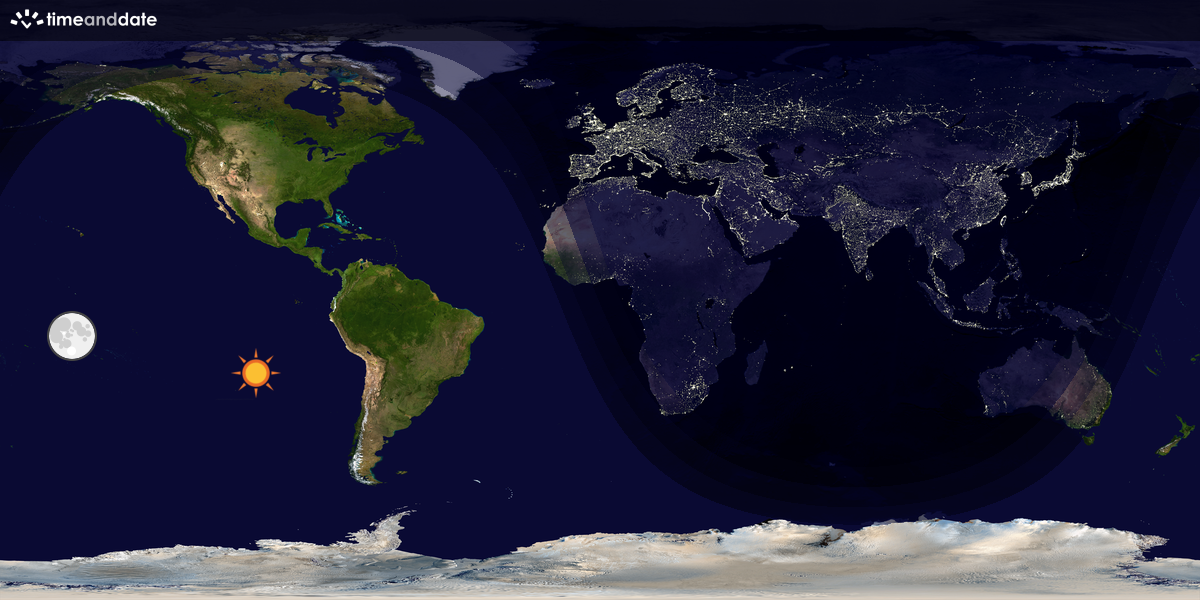 Verdenskart som viser dag og natt 