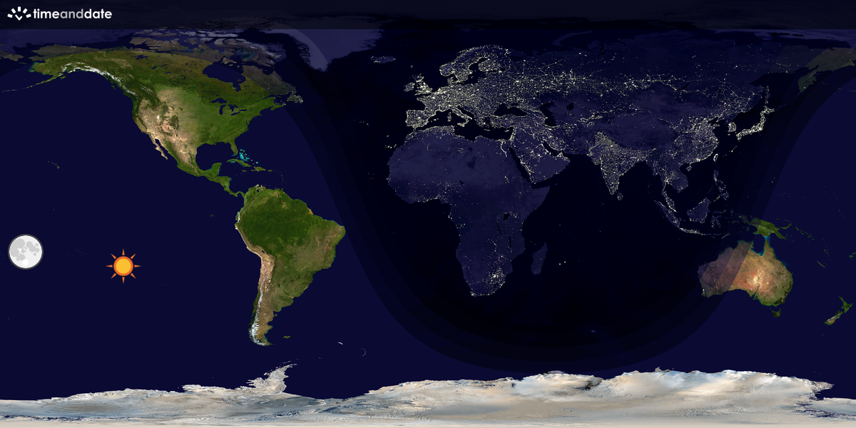 Verdenskart som viser dag og natt 