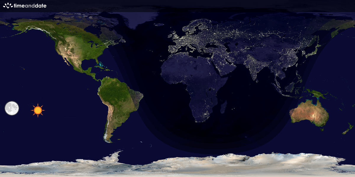 Verdenskart som viser dag og natt 