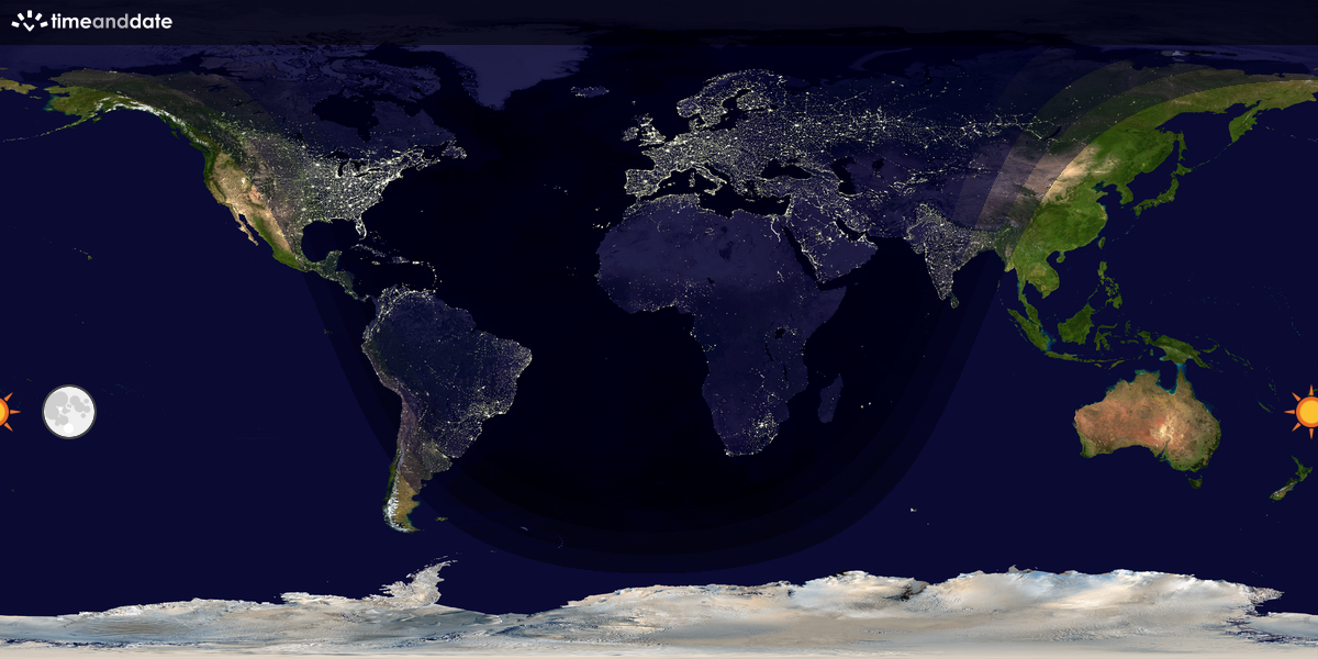 Verdenskart som viser dag og natt 