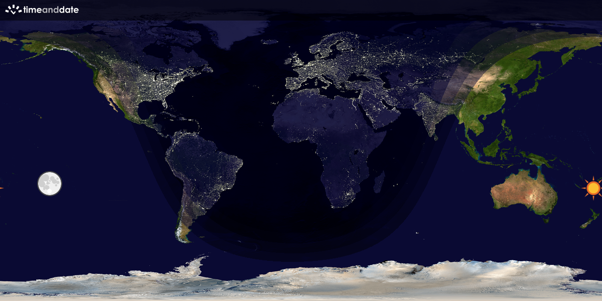 Verdenskart som viser dag og natt 