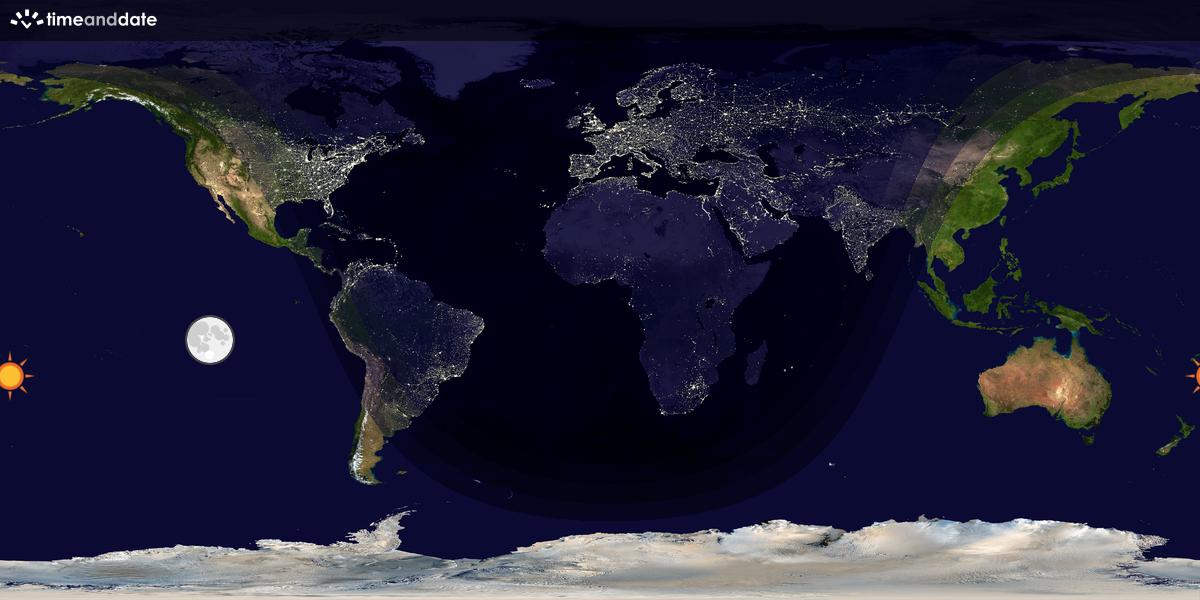 Verdenskart som viser dag og natt 