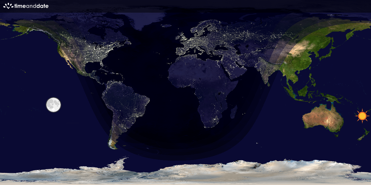 Verdenskart som viser dag og natt 