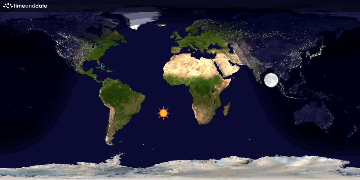 Verdenskart som viser dag og natt 