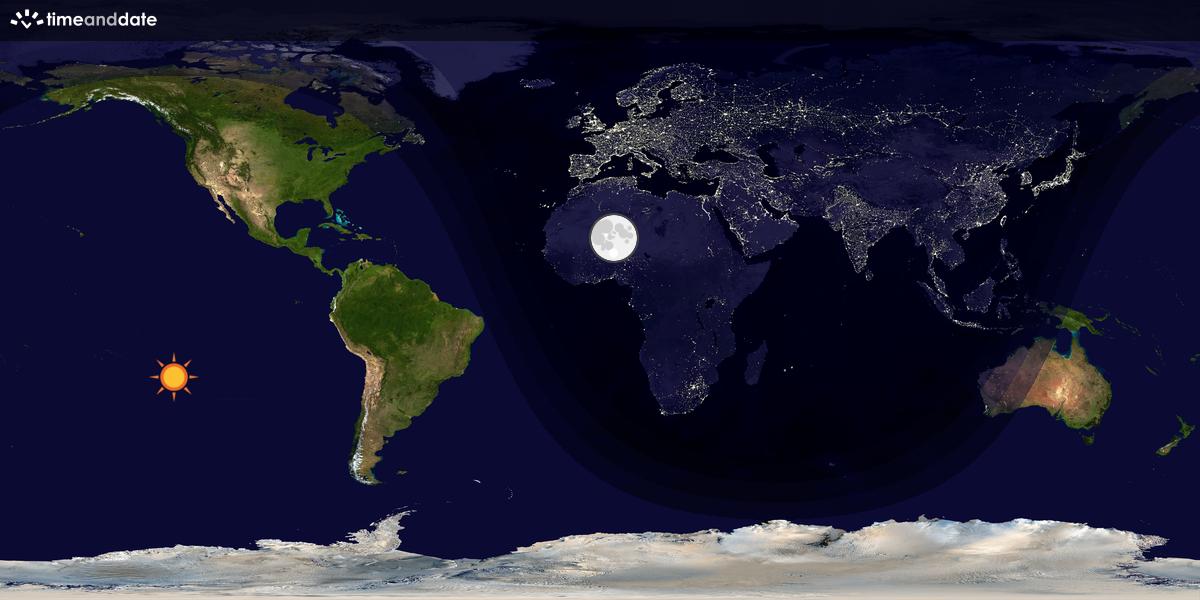Verdenskart som viser dag og natt 