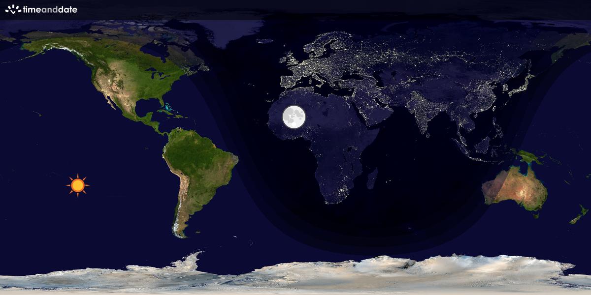 Verdenskart som viser dag og natt 