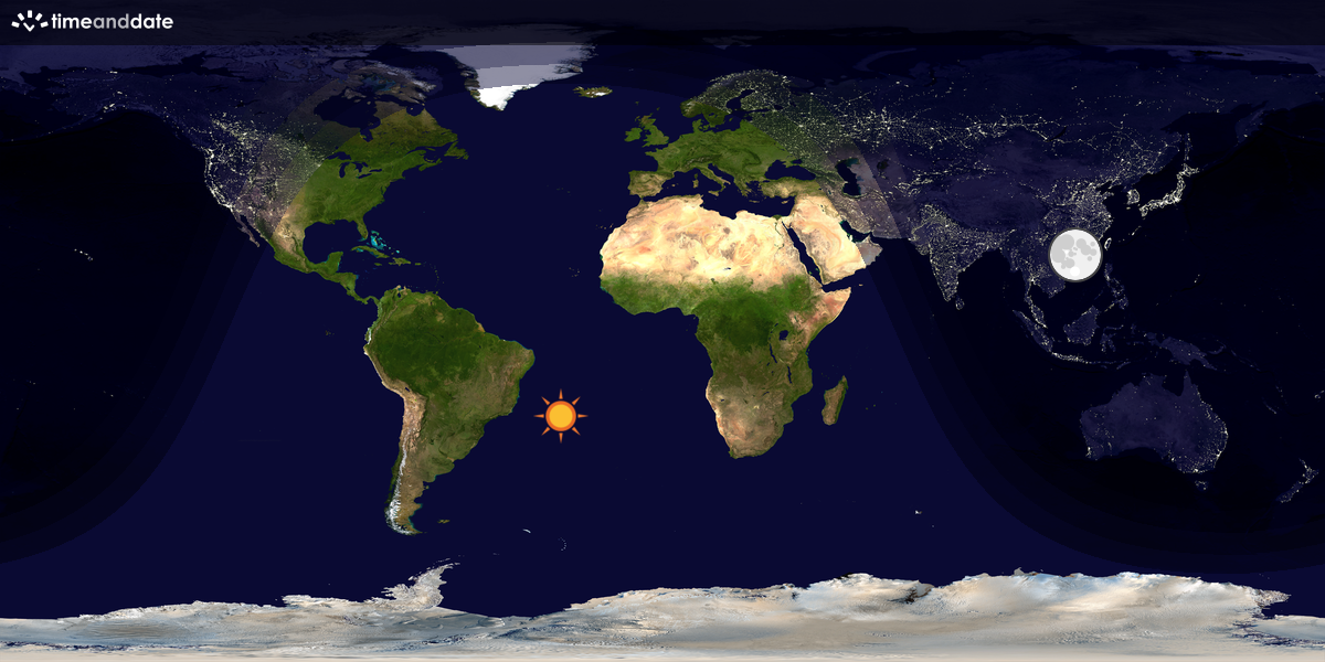 Verdenskart som viser dag og natt 