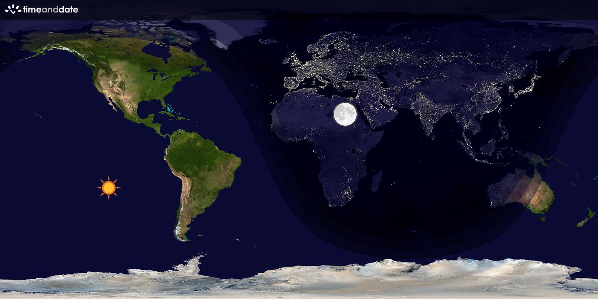 Verdenskart som viser dag og natt 