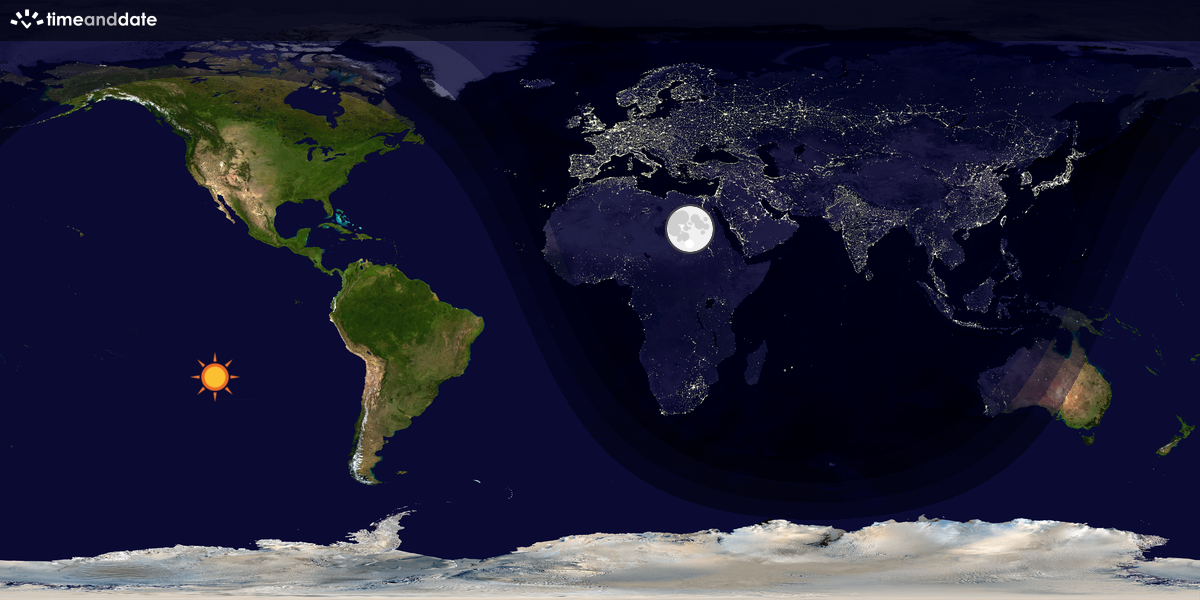 Verdenskart som viser dag og natt 