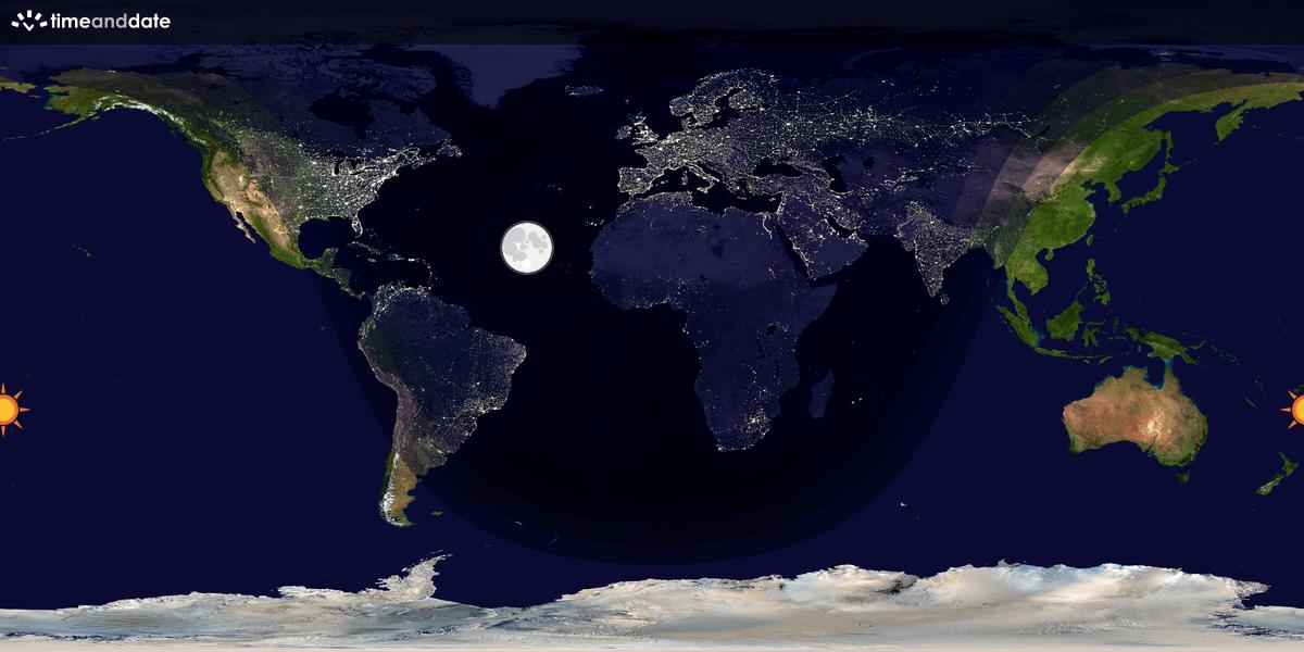 Verdenskart som viser dag og natt 