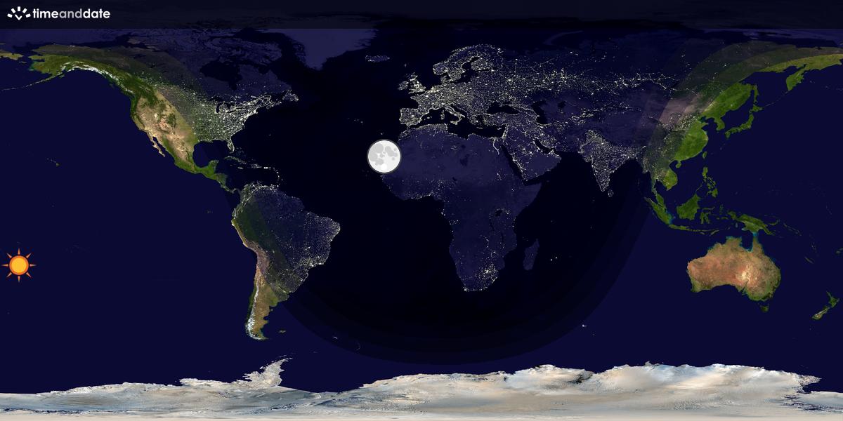 Verdenskart som viser dag og natt 