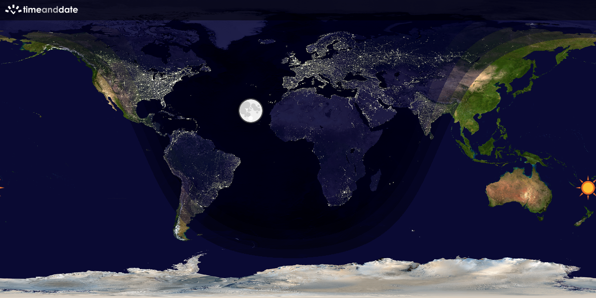 Verdenskart som viser dag og natt 