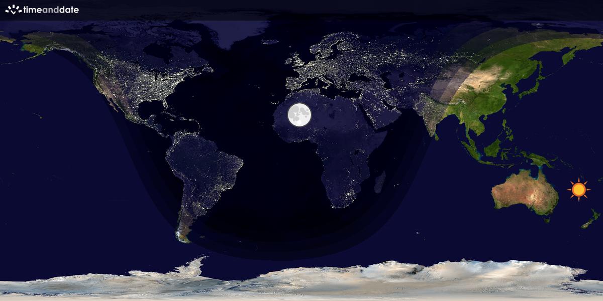 Verdenskart som viser dag og natt 