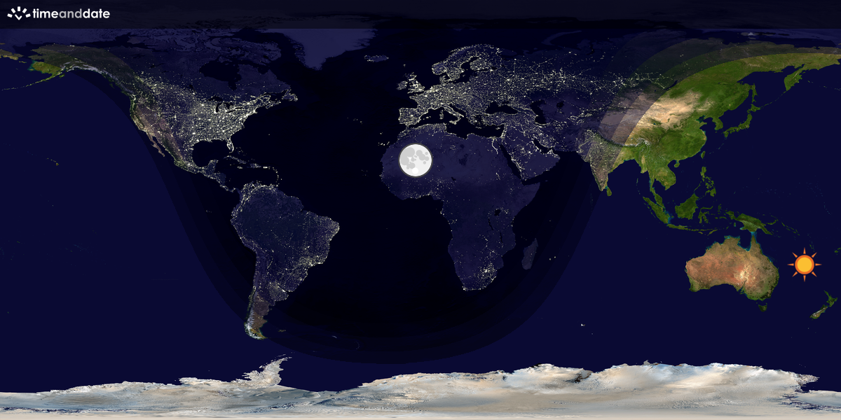 Verdenskart som viser dag og natt 