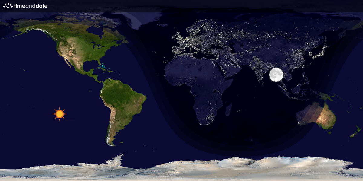 Verdenskart som viser dag og natt 