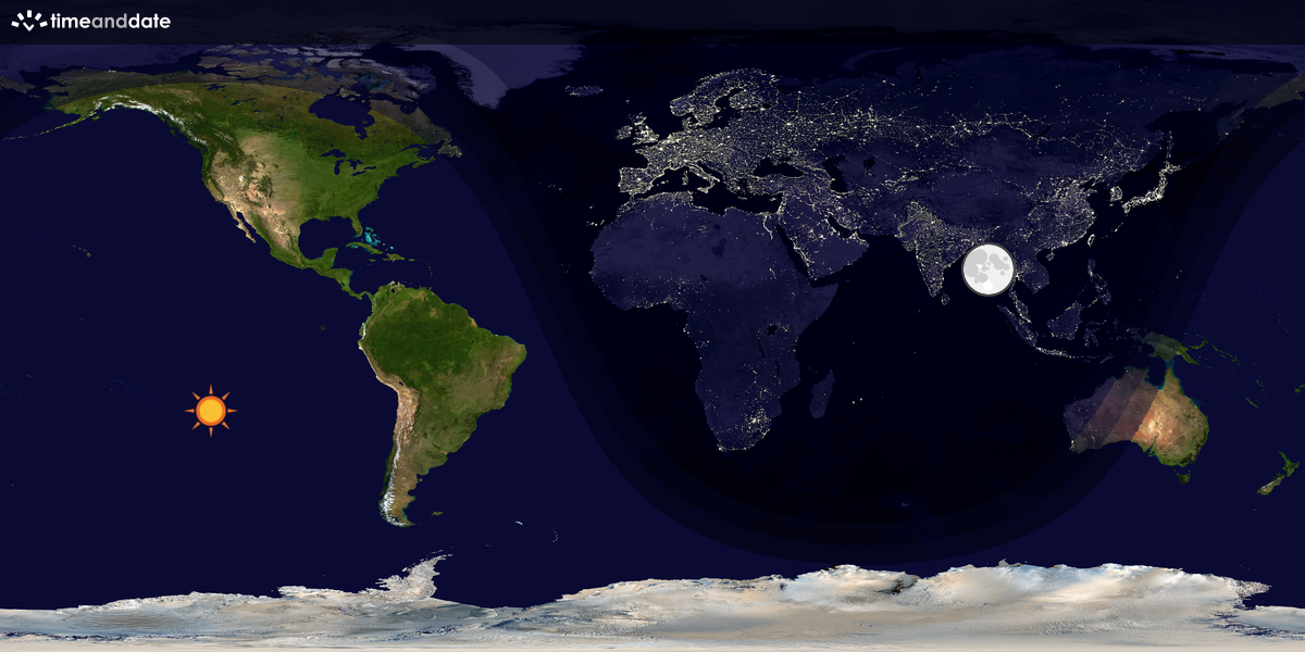 Verdenskart som viser dag og natt 