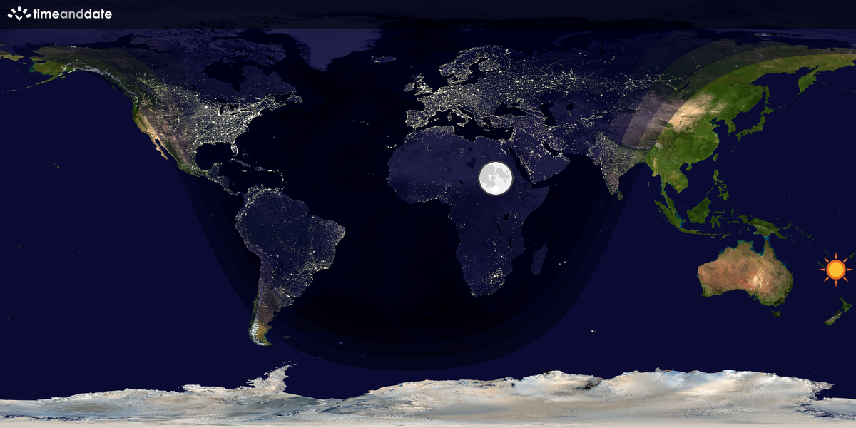 Verdenskart som viser dag og natt 