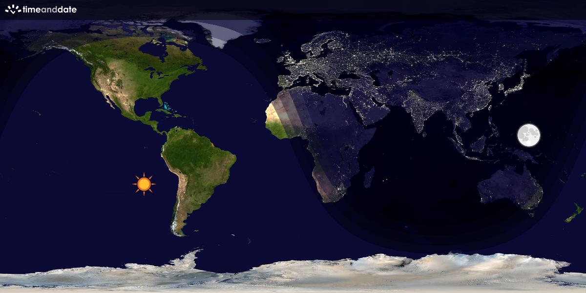 Verdenskart som viser dag og natt 
