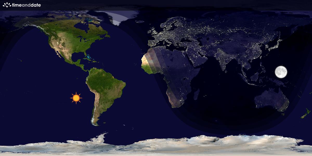 Verdenskart som viser dag og natt 