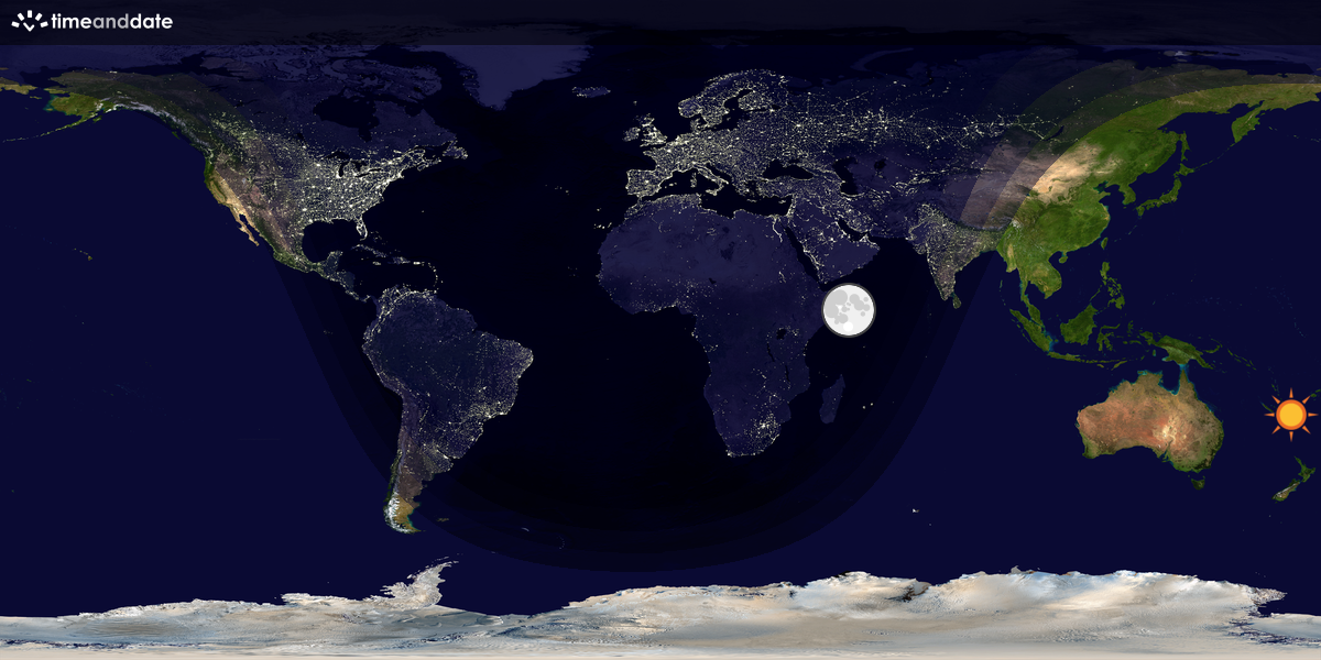 Verdenskart som viser dag og natt 