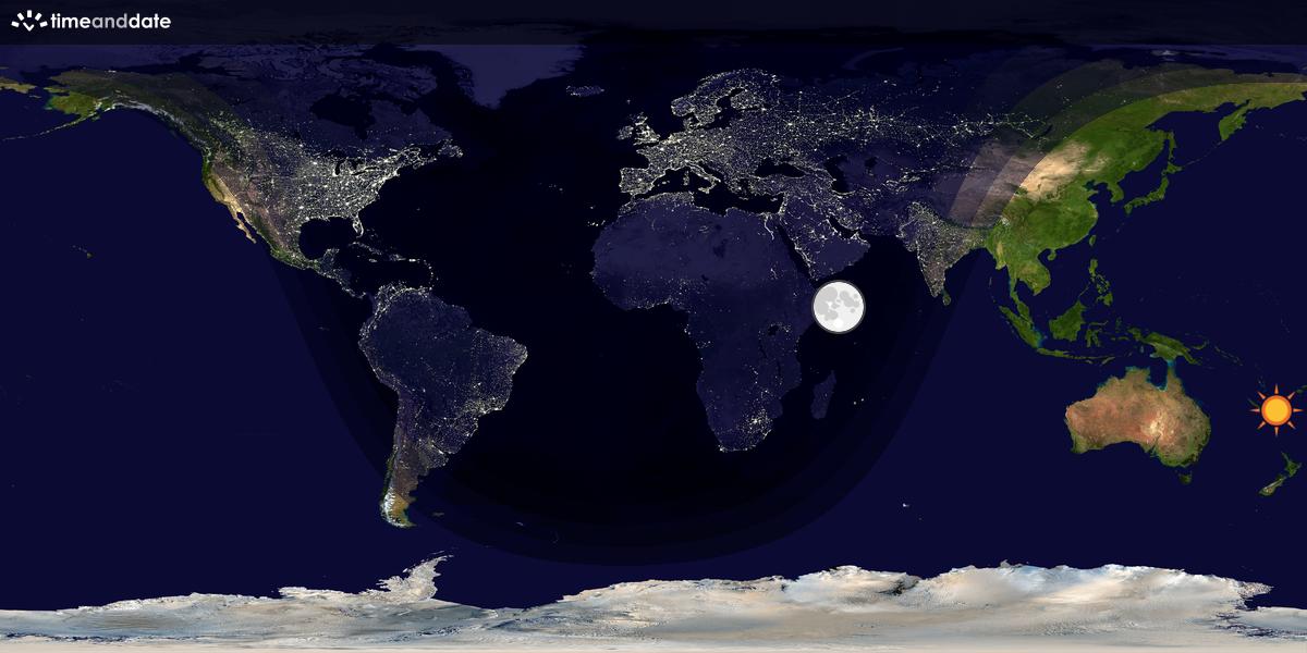 Verdenskart som viser dag og natt 