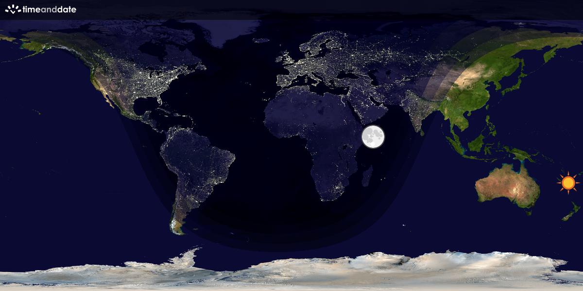 Verdenskart som viser dag og natt 