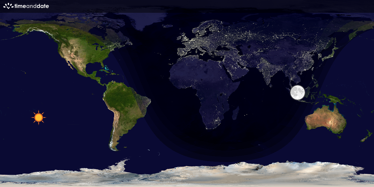 Verdenskart som viser dag og natt 
