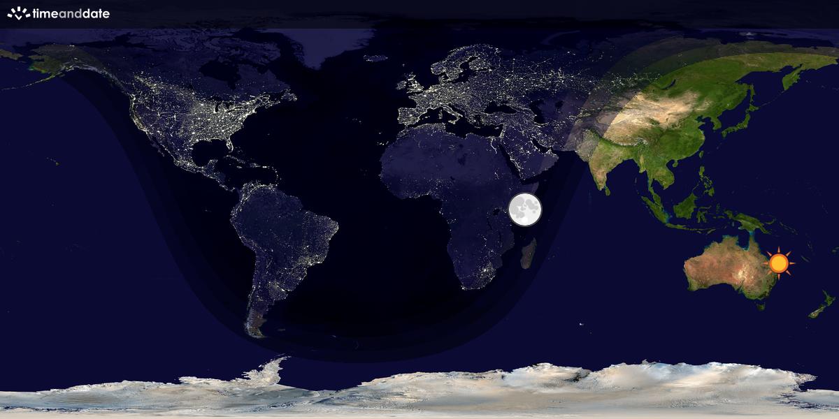 Verdenskart som viser dag og natt 