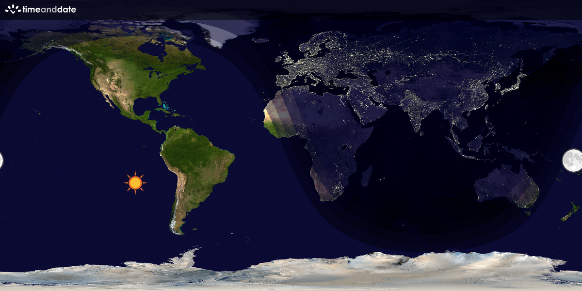 Verdenskart som viser dag og natt 